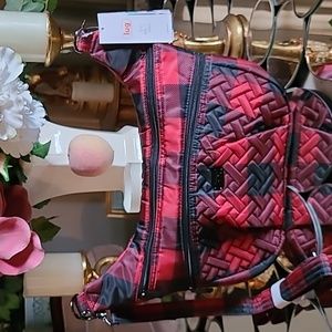 Lug Crossbody Shoulder Bag with RFID Hippy 2 Buffalo Check Red